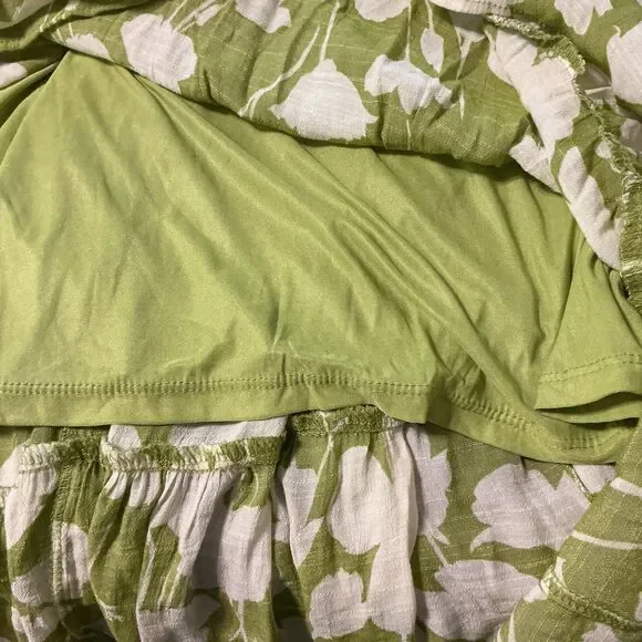 Sweet Wanderer Women Green White floral Maxi Sleeveless tiered Sundress Small - Picture 8 of 8